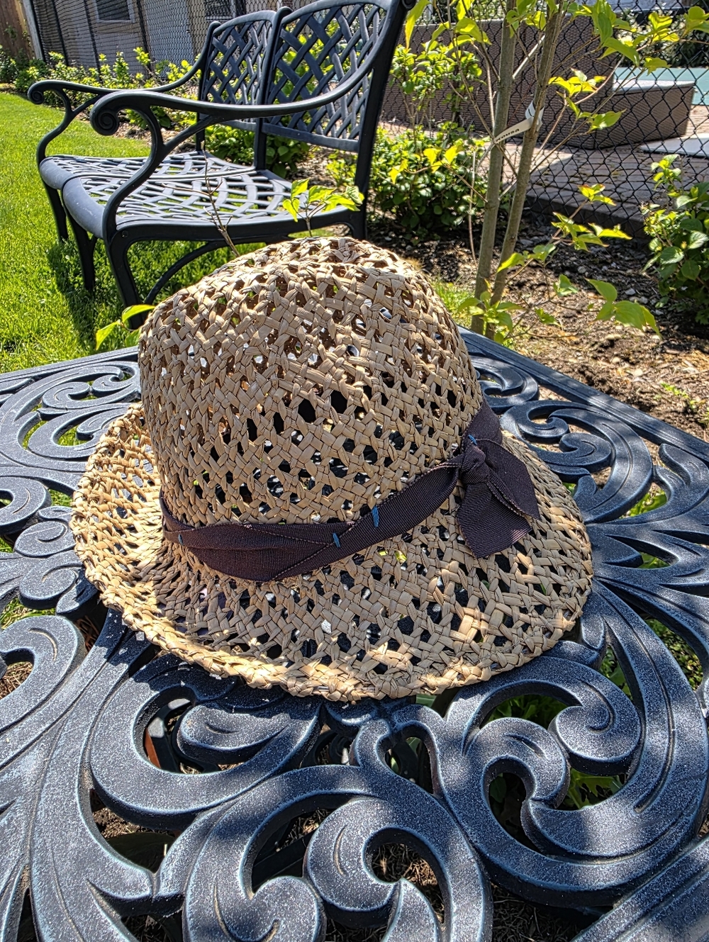 Lola Hats Straw Fedora Hat with Brown Ribbon